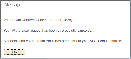 Cancel withdrawal confirmation