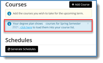 Gator Scheduler course menu with pending transfers highlighted