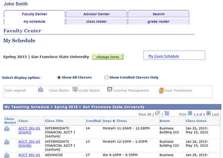 Facualy Center and my schedule tab opened